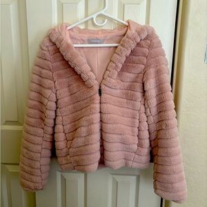 Amazingly soft Pink Faux Fur Jacket from Spain. Soooo soft